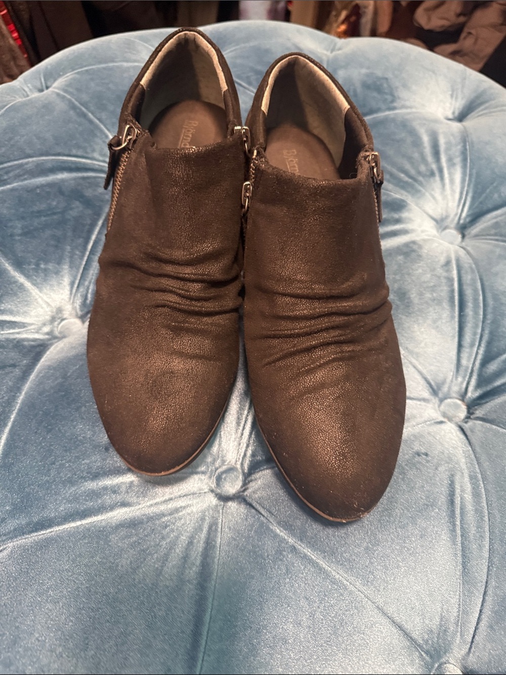 Bjorndal Brown Suede-Look Ankle Booties